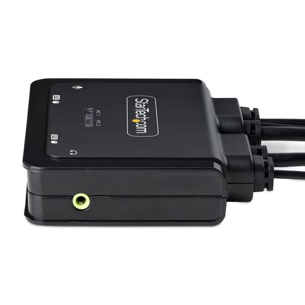 StarTech.com 2-ports hybrid USB-C HDMI-kabel KVM-switch, 4K 60Hz, kompakt KVM med 1,8m USB-A/HDMI/Audio og 1,2m USB-C integrerede værtskabler, busdrev