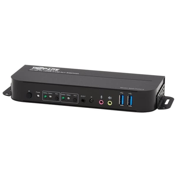Tripp Lite HDMI KVM, 2-ports 4K 60Hz 4:4:4, HDR, HDCP 2.2-understøttelse, IR-fjernbetjening og USB-kabler - KVM/Audio/USB-switch - 2 x KVM/Audio/USB -