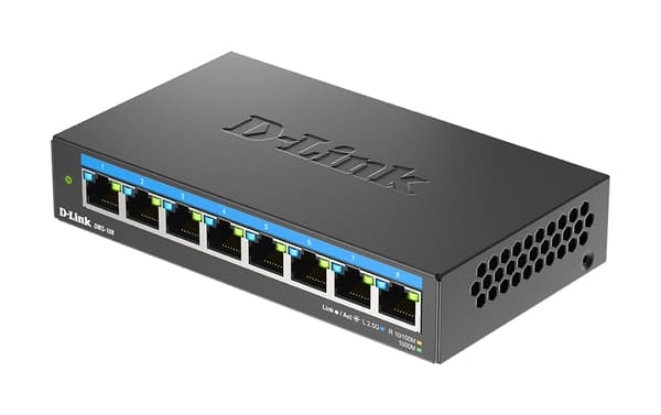 D-Link DMS 108 - Kytkin - hallitsematon - 8 x 10/100/1000/2.5G - pöytäkone, seinäasennus