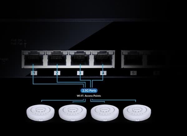 D-Link DMS 108 - Kytkin - hallitsematon - 8 x 10/100/1000/2.5G - pöytäkone, seinäasennus
