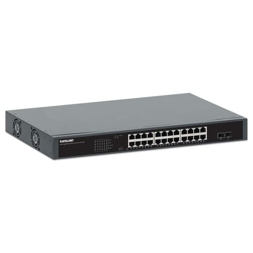 INTELLINET 24-portars gigabit PoE+-switch med 2 SFP-portar 19 (561907)