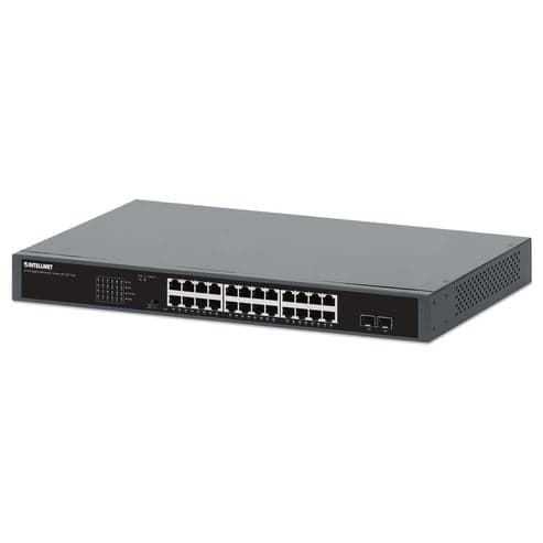 INTELLINET 24-portars gigabit PoE+-switch med 2 SFP-portar 19 (561907)
