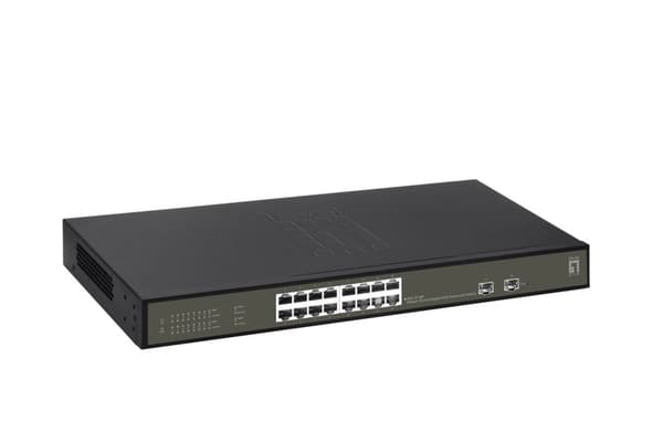 LevelOne Hilbert 18-portars Gigabit PoE Smart Lite Switch - 16 PoE-utgångar - 2 x Gigabit SFP - 802.3at/af PoE - 230W PoE-effektbudget (GES-2118P)