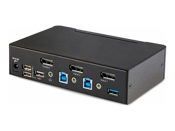StarTech.com 2-Port DisplayPort KVM Switch, 8K 60Hz / 4K 144Hz, Single Display, DP 1.4, 2x USB 3.0 Ports, 4x USB 2.0 HID Ports, Push-Button & Hotkey