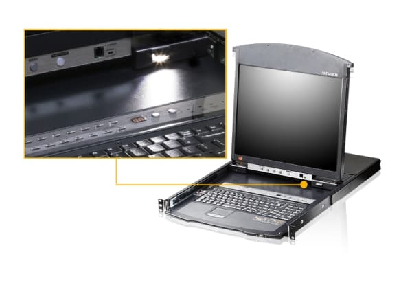 ATEN KL1508AiN - KVM-konsoll med KVM-svitsj - 8 porter - PS/2, USB - kan monteres i rack - 1280 x 1024