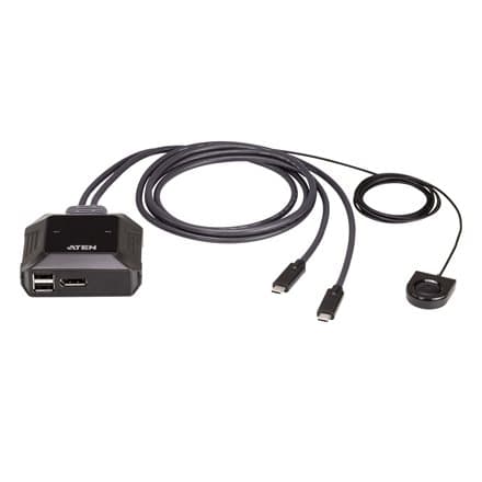 KVM switch ATEN US3312, 2-ports, 4K, DisplayPort, USB-C Sort