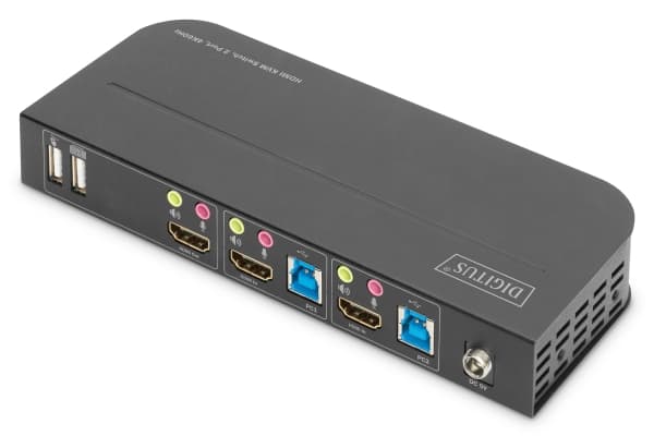 DIGITUS - KVM / video / lydbryter - 2 x KVM port(s) - stasjonær, veggmonterbar
