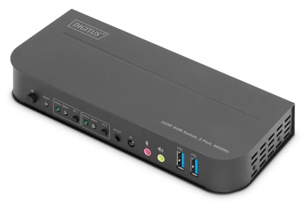 DIGITUS - KVM / video / lydbryter - 2 x KVM port(s) - stasjonær, veggmonterbar