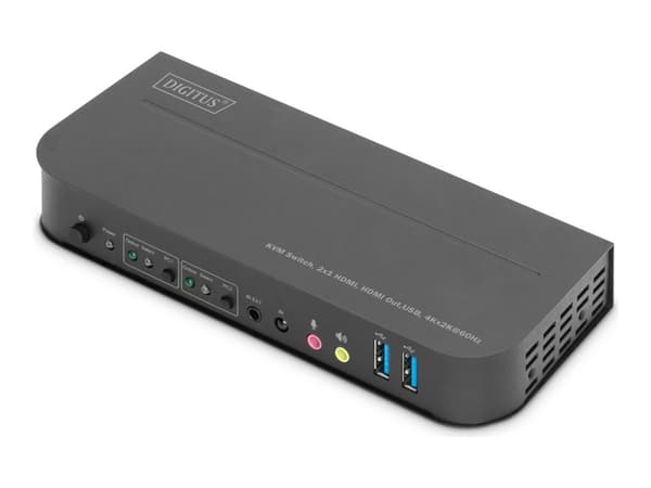 DIGITUS - KVM / video / lydbryter - 2 x KVM port(s) - stasjonær, veggmonterbar