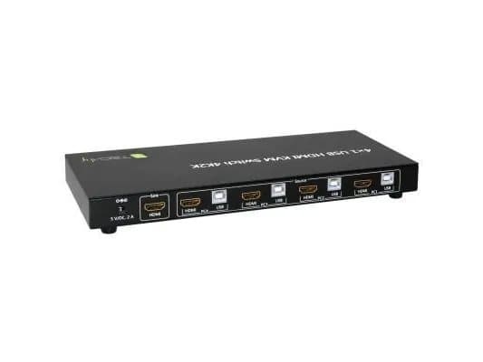 TECHly 4x1 USB HDMI KVM Switch 4Kx2K - Omkopplare för tangentbord/video/mus/ljud/USB - 4 x KVM/ljud - 1 lokal användare - skrivbordsmodell