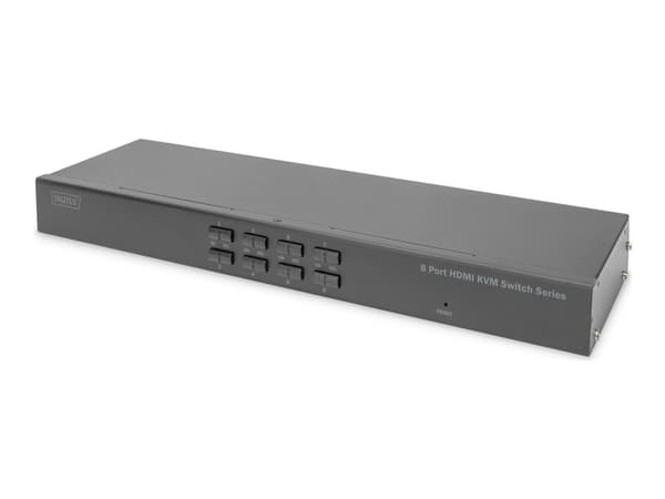 DIGITUS - Omkopplare för tangentbord/video/mus - HDMI - 8 x KVM port(s) - 1 lokal användare - rackmonterbar Svart