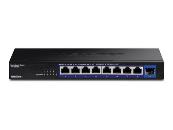 TRENDnet TEG-S5091 - Version v1.0R - switch - ohanterad - 8 x 1/2.5G x 1 Gigabit / 10 Gigabit SFP+ - väggmonterbar - TAA-kompatibel