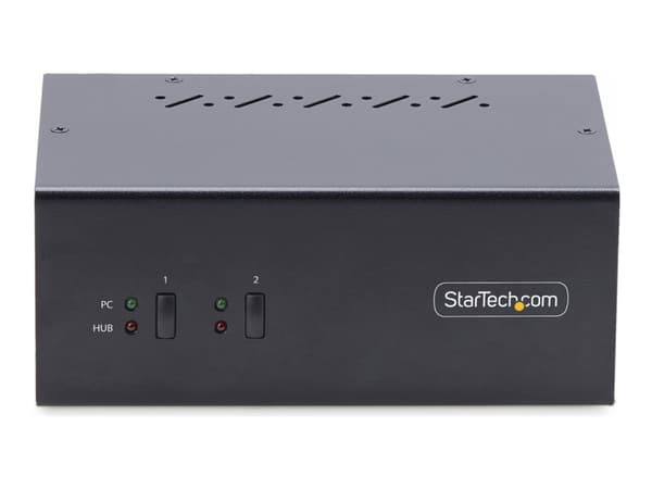 StarTech.com 2-Port Dual-Monitor DisplayPort KVM Switch, 4K 60Hz, 2x USB 5Gbps Hub Ports, 2x USB 2.0 HID Ports, Hotkey and Push-Button Switching, TAA