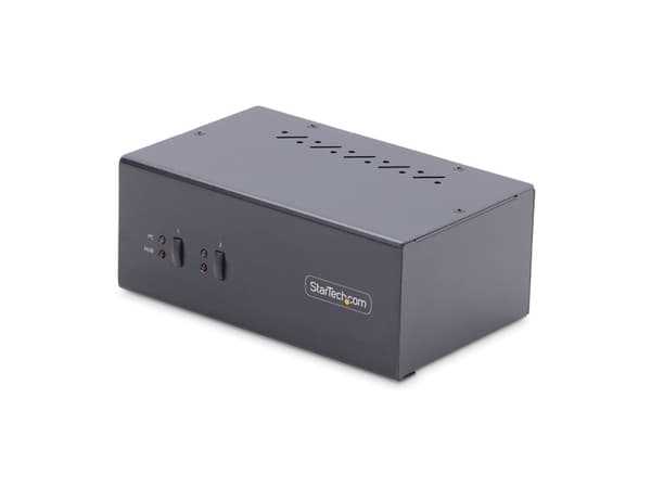 StarTech.com 2-Port Dual-Monitor DisplayPort KVM Switch, 4K 60Hz, 2x USB 5Gbps Hub Ports, 2x USB 2.0 HID Ports, Hotkey and Push-Button Switching, TAA