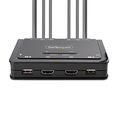 STARTECH.COM 2-Port Dual Monitor HDMI KVM Switch 4K 60Hz KVM med 1,5m integrerede kabler USB-A/HDMI/Audio HDMI KVM Switch (C2-DH46-UA2-CBL-KVM)