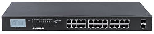 Intellinet 561242 24-ports Gigabit Ethernet Poe+-switch med 2 SFP-porte, 370 W Endspan 19" Rackmount Sort