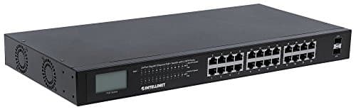 Intellinet 561242 24-ports Gigabit Ethernet Poe+-switch med 2 SFP-porte, 370 W Endspan 19" Rackmount Sort