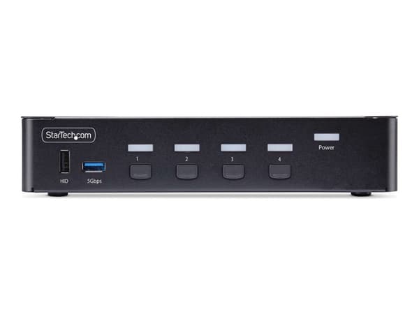 StarTech.com 4-Port DisplayPort KVM Switch, 8K 60Hz / 4K 144Hz, Single Display, DP 1.4, 2x USB 3.0 Ports, 4x USB 2.0 HID Ports, Push-Button & Hotkey