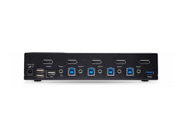 StarTech.com 4-Port DisplayPort KVM Switch, 8K 60Hz / 4K 144Hz, Single Display, DP 1.4, 2x USB 3.0 Ports, 4x USB 2.0 HID Ports, Push-Button & Hotkey