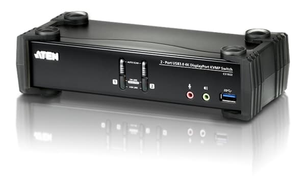 ATEN CS1922 KVMP Switch - Omkopplare för tangentbord/video/mus/ljud/USB - 2 x KVM/ljud/USB - 1 lokal användare - skrivbordsmodell