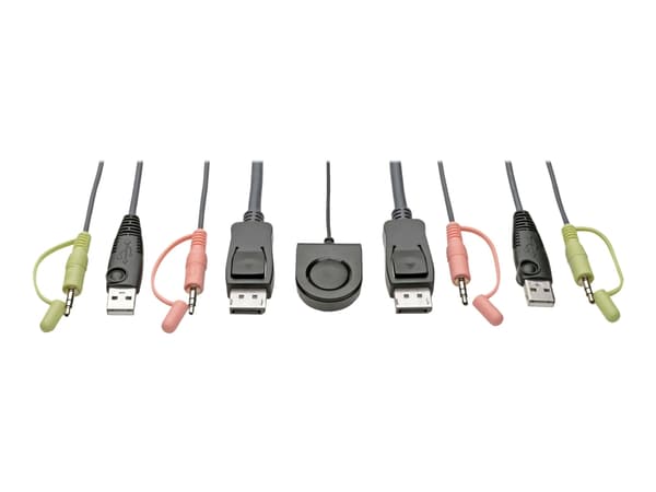 Eaton Tripp Lite series 2-Port DisplayPort 1.1/USB KVM Switch with Audio/Video, Built-In Cables, USB Peripheral Sharing - KVM / lyd / USB-svitsj - 2