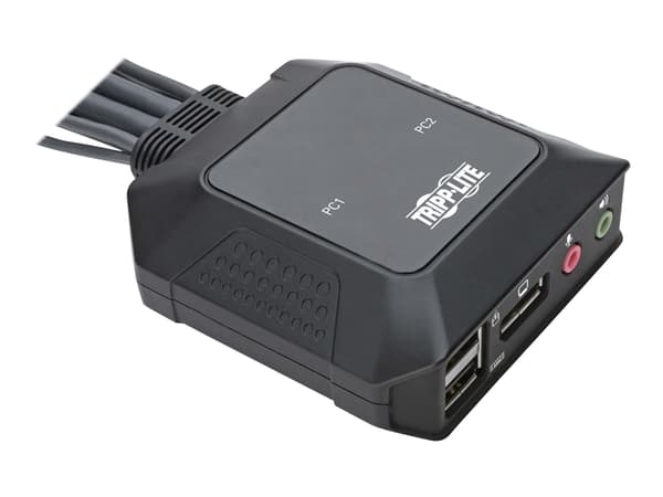 Eaton Tripp Lite series 2-Port DisplayPort 1.1/USB KVM Switch with Audio/Video, Built-In Cables, USB Peripheral Sharing - KVM / lyd / USB-svitsj - 2