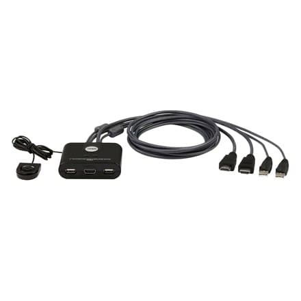 Aten | 2-portars USB FHD HDMI-kabel KVM-switch | CS22HF | Teckningsmånad(ar) Svart