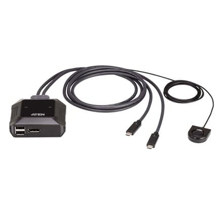 Aten US3312 2-porttinen USB-C 4K DisplayPort KVM-kytkin kauko-portinvalitsimella Aten | 2-porttinen USB-C 4K DisplayPort KVM-kytkin musta