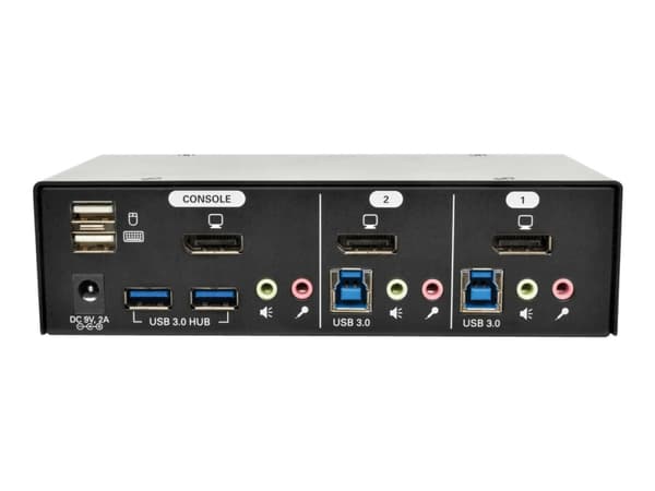 Eaton Tripp Lite series 2-Port DisplayPort KVM Switch w/Audio, Cables and USB 3.0 SuperSpeed Hub - Omkopplare för tangentbord/video/mus/ljud/USB - 2