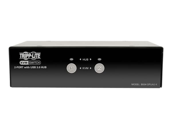 Eaton Tripp Lite series 2-Port DisplayPort KVM Switch w/Audio, Cables and USB 3.0 SuperSpeed Hub - Omkopplare för tangentbord/video/mus/ljud/USB - 2