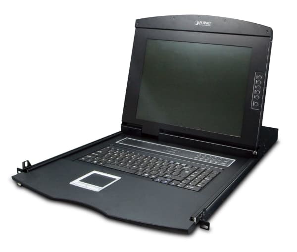 PLANET 17" 16-Port Combo VGA LCD, 1280 x 1024 pixlar, SXGA, Rackmontering, 1U, Svart Svart