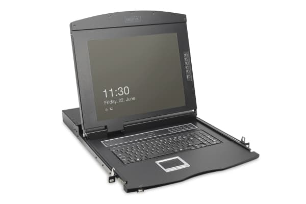 Digitus 19" HD LCD KVM console, 1-port VGA, US keyboard, 48.3 cm (19"), 1920 x 1080 pixels, 1000:1, 16:9, TFT, 16.78 million colours