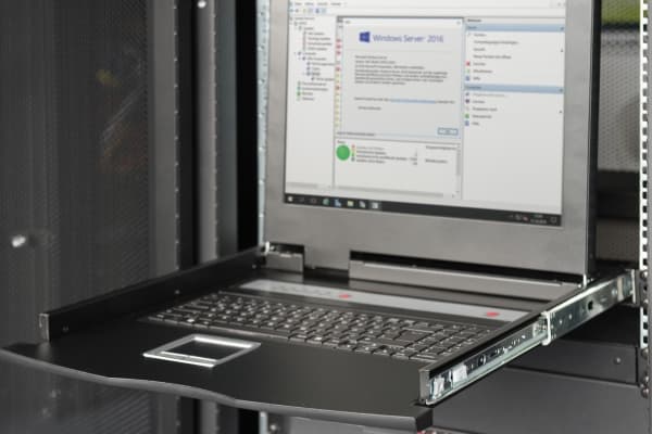 Digitus 17" HD LCD KVM console, 8-port Cat 5, US keyboard, 43.2 cm (17"), 1920 x 1080 pixels, 1000:1, 16:9, TFT, 16.78 million colours