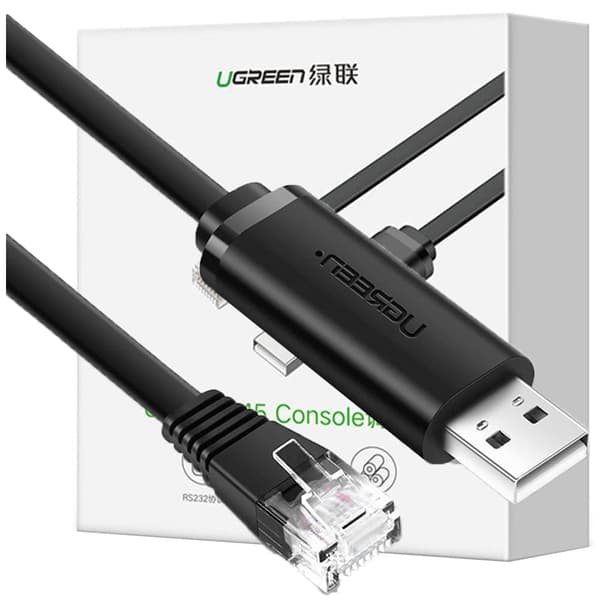 Ugrønn konsollkabel USB - Ethernet RJ45-adapter 1,5 m svart (CM204)