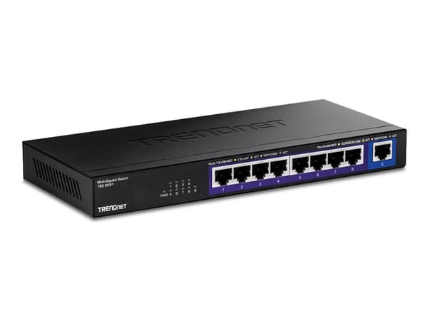 TRENDnet TEG S591 - Version v1.0R - switch - ohanterad - 8 x 100/1000/2.5G + 1 x 10 Gigabit Ethernet - väggmonterbar - TAA-kompatibel