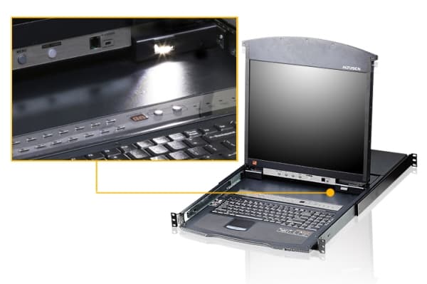 Aten KL1508AN-AXA-AG, 1600 x 1200 piksler, Rack-montering, 1U, 23 W, Sort