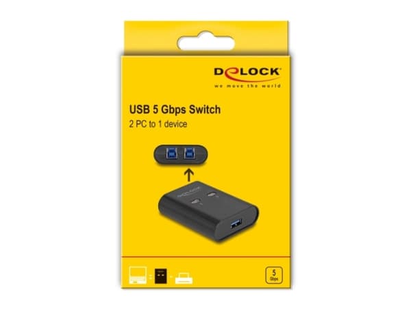 Delock - USB switch - 5 Gbps, 2 PC to 1 device - 2 x USB - stasjonær