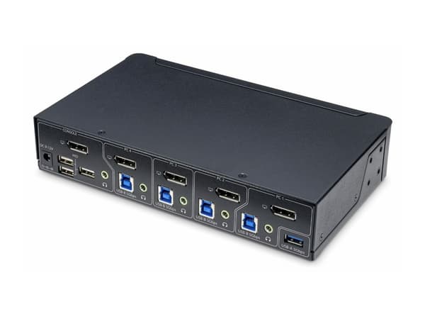StarTech.com 4-Port DisplayPort KVM Switch, Single 4K 60Hz Monitor, 6x USB Ports, Push-Button & Hotkey Switching, DisplayPort 1.2, OS Independent, TA