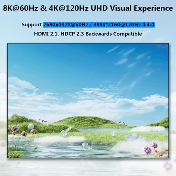 NÖRDIC HDMI 8K60Hz KVM-svitsj 4 til 1 Støtter UltraWide-skjerm