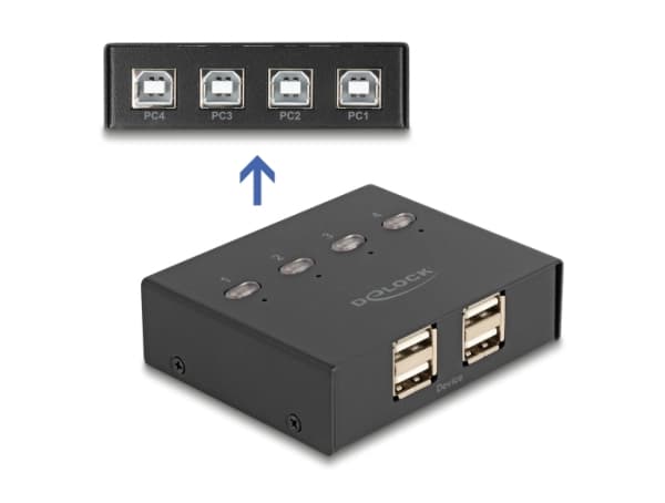 Delock - USB-brytare - 4 PC till 4 enheter - 8 x USB 2.0 - skrivbordsmodell
