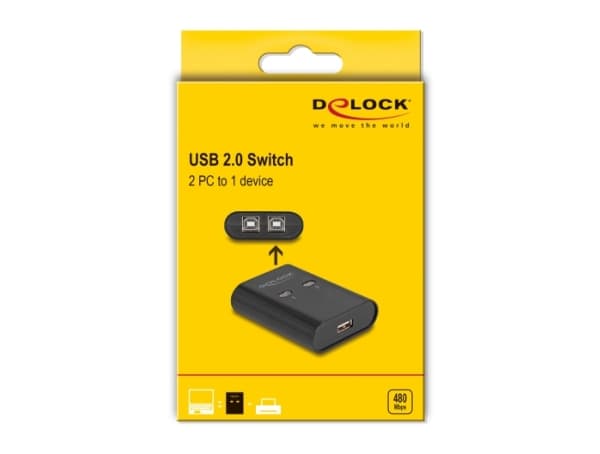 Delock - USB-växel - 2 x USB 2.0 - väggmonterbar, bordsmonterbar