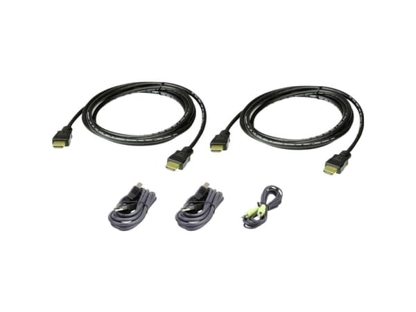 ATEN 1,8 m USB HDMI Dual Display Secure KVM Cable Kit, 1,8 m, HDMI, Svart, USB Type-A/3.5mm/HDMI, USB Type-B/3.5mm/HDMI, Hankoppling