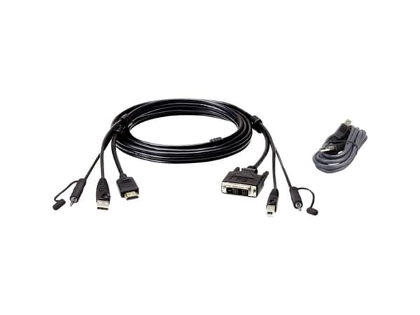 ATEN 1,8 m USB HDMI till DVI-D Secure KVM Cable Kit, 1,8 m, Svart, HDMI + USB A + 3.5 mm, DVI-D + USB B + 3.5 mm, Hankoppling, Hankoppling