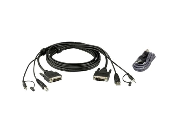 ATEN 1,8 m USB DVI-D Dual Link Secure KVM Cable Kit, 1,8 m, DVI-D, Svart, USB Type-A/3.5mm/DVI-D, USB Type-B/3.5mm/DVI-D, Hankoppling