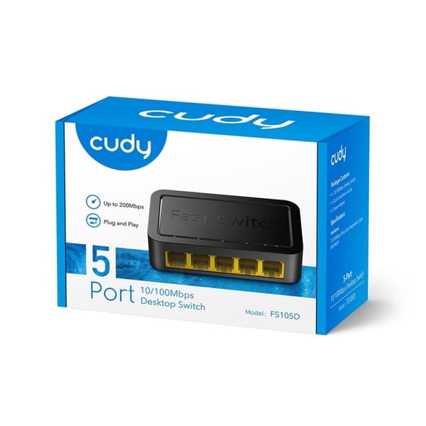 Cudy FS105D verkkokytkin Nopea Ethernet (10/100) Musta