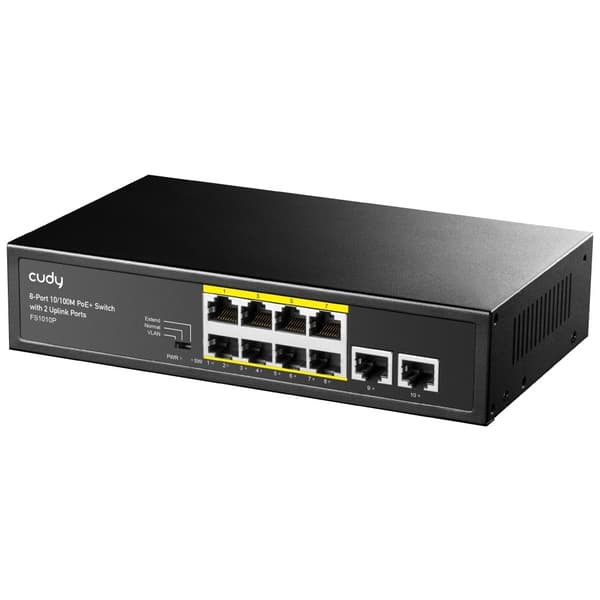Cudy FS1010P netværksswitch Fast Ethernet (10/100) Power over Ethernet (PoE) Sort