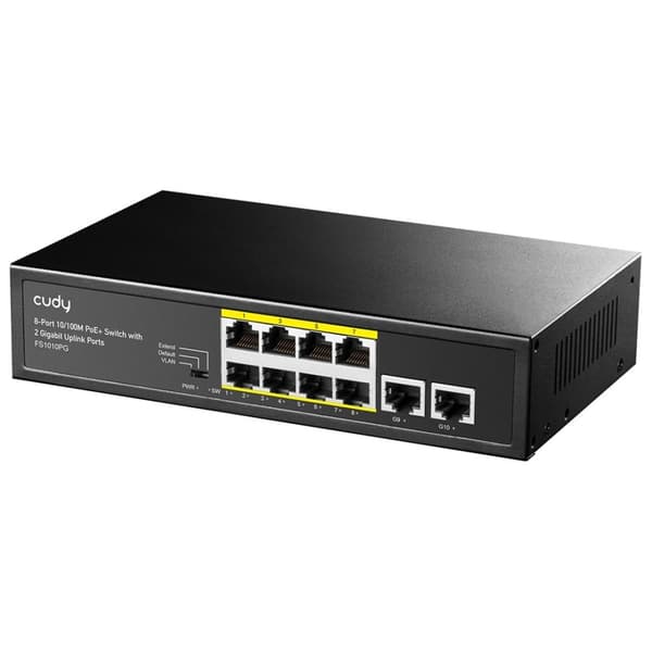 Cudy FS1010PG nätverksswitch Fast Ethernet (10/100) Power over Ethernet (PoE) Svart