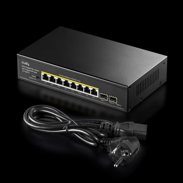 Cudy GS1008PS2 -verkkokytkin, hallitsematon gigabitin Ethernet (10/100/1000), Power over Ethernet (PoE), musta