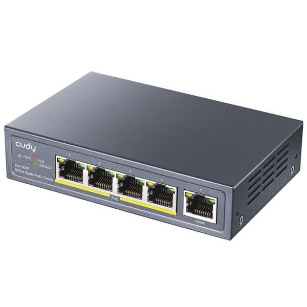Cudy GS1005P -verkkokytkin Gigabit Ethernet (10/100/1000) Power over Ethernet (PoE) Harmaa