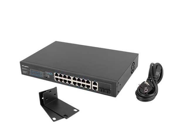 Lanberg Switch rack 19" POE+ 16x 100MB /2x COMBO GIGABIT ETHERNET 150W